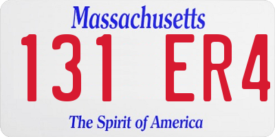 MA license plate 131ER4