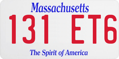 MA license plate 131ET6