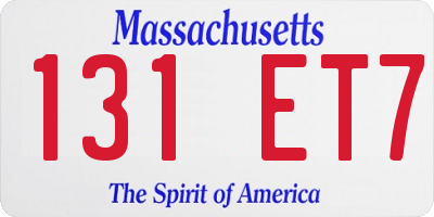 MA license plate 131ET7