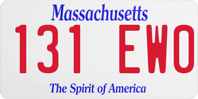 MA license plate 131EW0