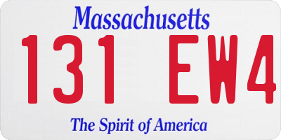 MA license plate 131EW4