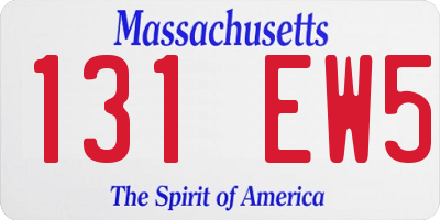 MA license plate 131EW5