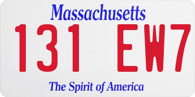 MA license plate 131EW7