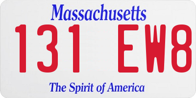 MA license plate 131EW8