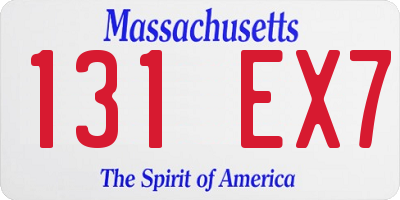 MA license plate 131EX7