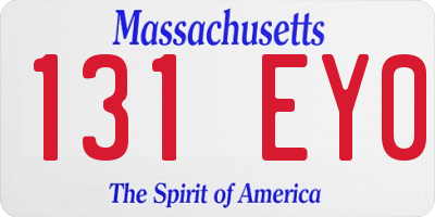 MA license plate 131EY0