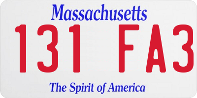 MA license plate 131FA3