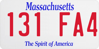 MA license plate 131FA4