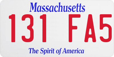 MA license plate 131FA5