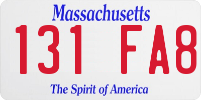 MA license plate 131FA8