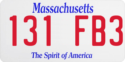MA license plate 131FB3