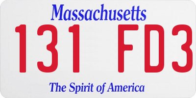 MA license plate 131FD3