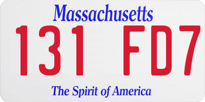 MA license plate 131FD7