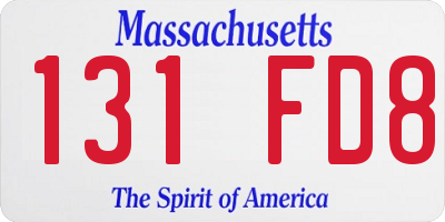 MA license plate 131FD8