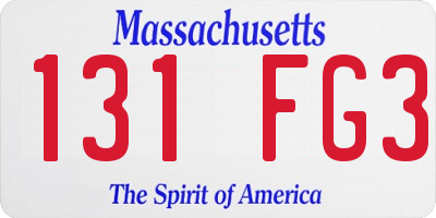 MA license plate 131FG3