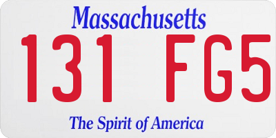 MA license plate 131FG5