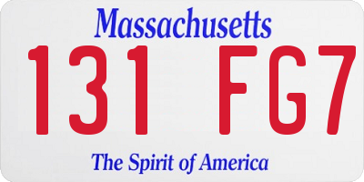 MA license plate 131FG7