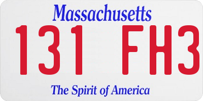 MA license plate 131FH3