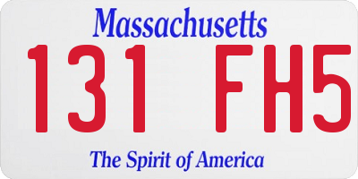MA license plate 131FH5