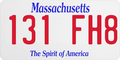 MA license plate 131FH8