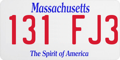 MA license plate 131FJ3