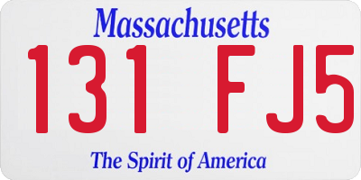 MA license plate 131FJ5