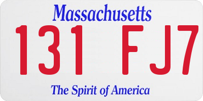 MA license plate 131FJ7