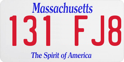 MA license plate 131FJ8
