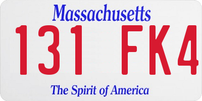 MA license plate 131FK4