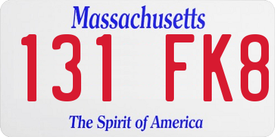 MA license plate 131FK8