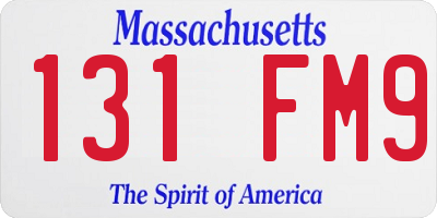 MA license plate 131FM9