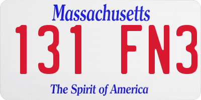 MA license plate 131FN3