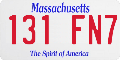 MA license plate 131FN7