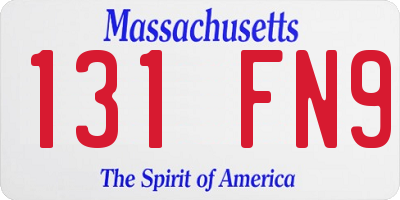MA license plate 131FN9