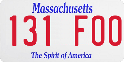 MA license plate 131FO0