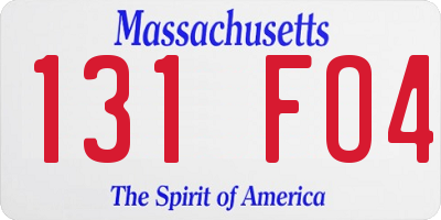 MA license plate 131FO4