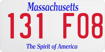 MA license plate 131FO8