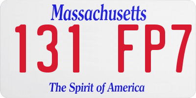 MA license plate 131FP7