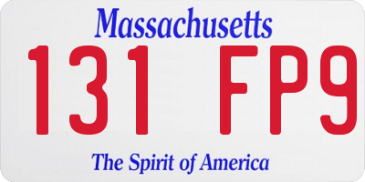 MA license plate 131FP9