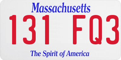 MA license plate 131FQ3