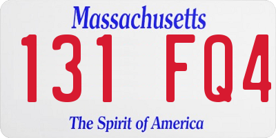 MA license plate 131FQ4