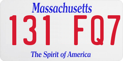 MA license plate 131FQ7
