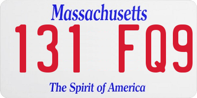MA license plate 131FQ9