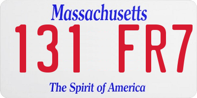 MA license plate 131FR7