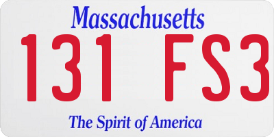 MA license plate 131FS3