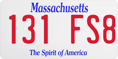 MA license plate 131FS8