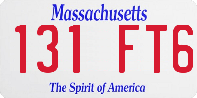 MA license plate 131FT6