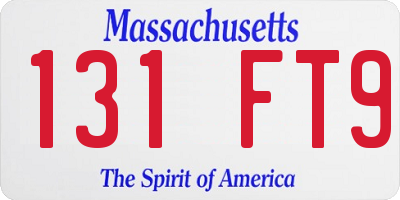 MA license plate 131FT9