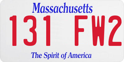 MA license plate 131FW2