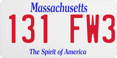 MA license plate 131FW3
